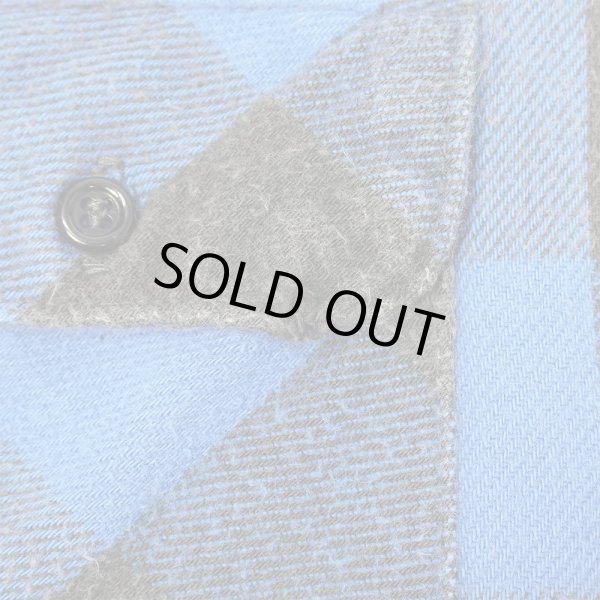 画像4: 80's Field & Stream ブロックチェック柄 ヘビーネルシャツ "BLUE×BLACK / MADE IN USA / FIVE BROTHER OEM" (4)