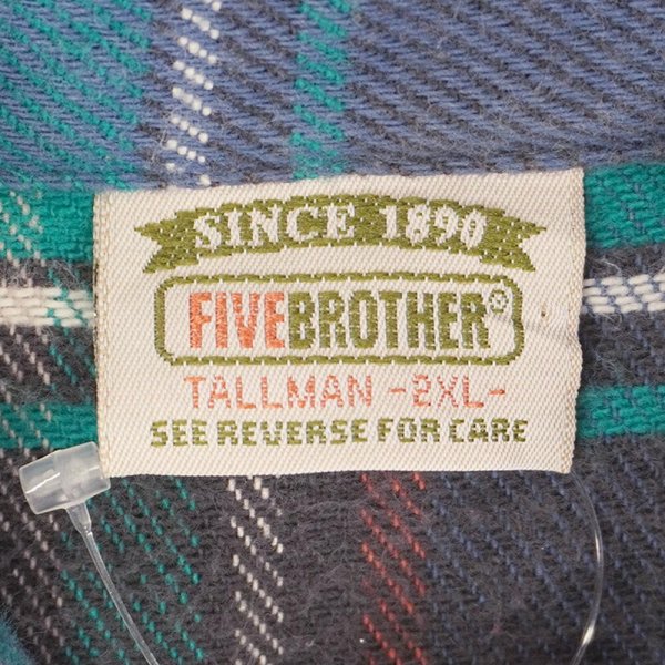 画像2: 90's FIVE BROTHER ヘビーネルシャツ “MADE IN USA / Green × Navy Plaid” (2)