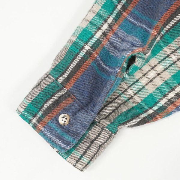 画像4: 90's FIVE BROTHER ヘビーネルシャツ “MADE IN USA / Green × Navy Plaid” (4)