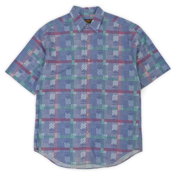 画像1: 80-90's Eddie Bauer S/S 総柄 レギュラーカラーシャツ "黒タグ / DEADSTOCK" (1)