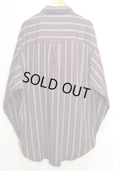 画像2: 90's Eddie Bauer マルチストライプ柄 ボタンダウンシャツ “黒タグ” (2)