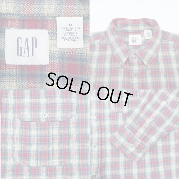 画像3: 90's OLD GAP ボタンダウンフランネルシャツ (3)