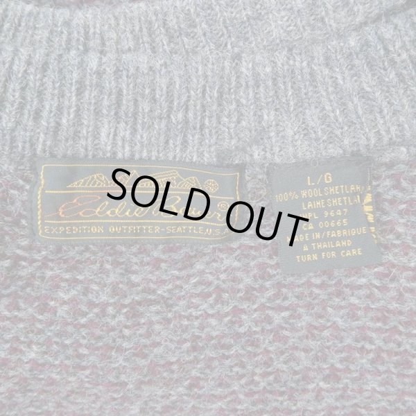 画像2: 80's Eddie Bauer バーズアイ柄 ウールニット "黒タグ" (2)