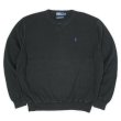 画像1: 00's Polo Ralph Lauren 前V コットンニット "BLACK" (1)