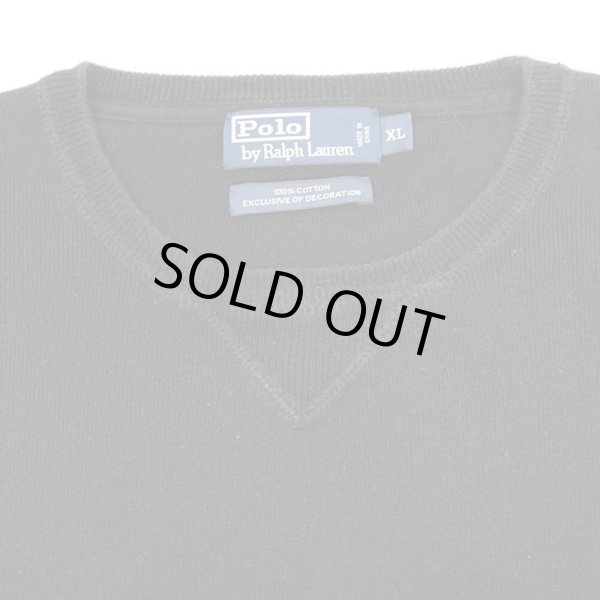 画像3: 00's Polo Ralph Lauren 前V コットンニット "BLACK" (3)