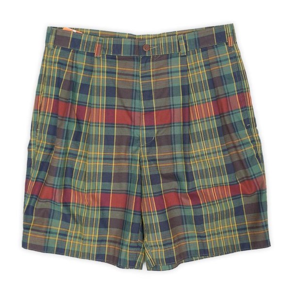 画像1: 90's DOCKERS 2タック コットンショーツ "DEADSTOCK / GREEN Plaid" (1)