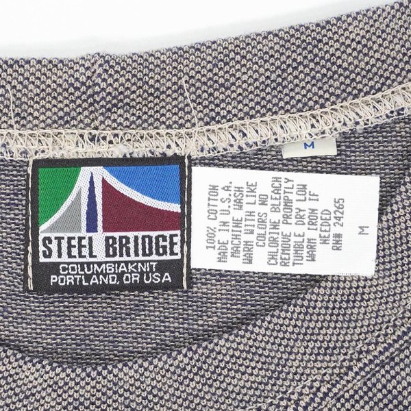 画像2: 【M】90's STEEL BRIDGE コットンピケ ポケットTシャツ "NAVY / MADE IN USA / DEADSTOCK" (2)