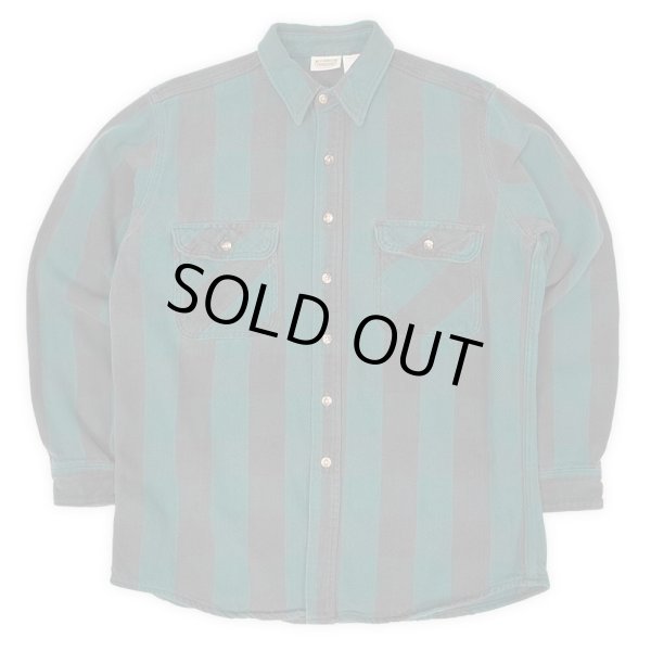 画像1: 90's FIVE BROTHER ブロックチェック柄 ヘビーネルシャツ "GREEN×BLACK" (1)