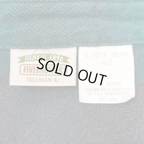 画像2: 90's FIVE BROTHER ブロックチェック柄 ヘビーネルシャツ "GREEN×BLACK" (2)