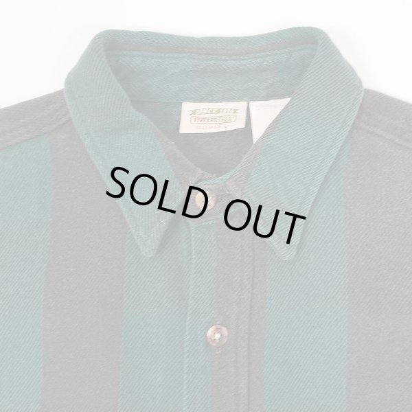 画像3: 90's FIVE BROTHER ブロックチェック柄 ヘビーネルシャツ "GREEN×BLACK" (3)