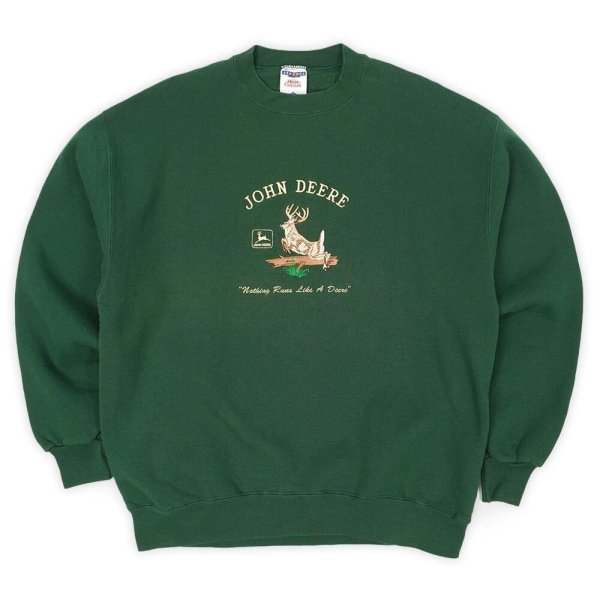 画像1: Early 00's JOHN DEERE ロゴ刺繍 スウェット "MADE IN USA" (1)