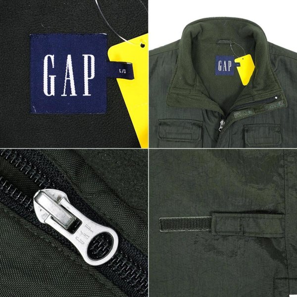 画像3: 00's OLD GAP フリースライナー ナイロンベスト "OLIVE" (3)