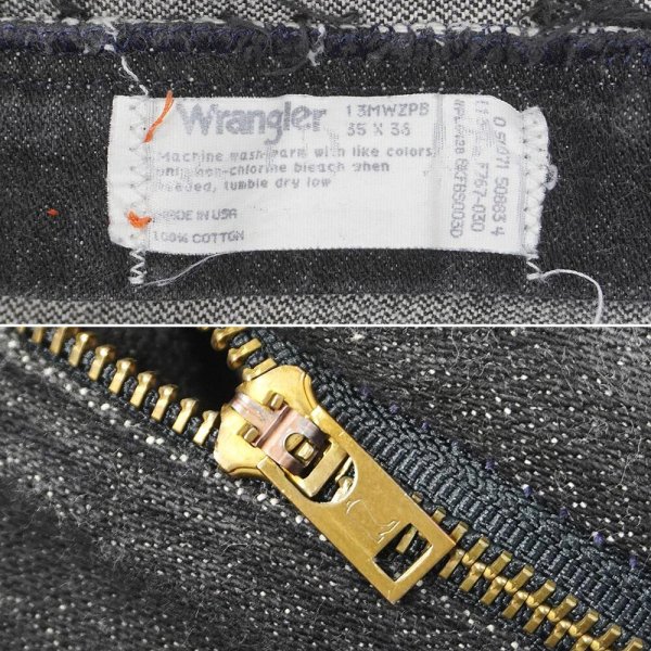 画像4: 90's Wrangler 13MWZPB 先染め ブラックデニムパンツ "MADE IN USA" (4)