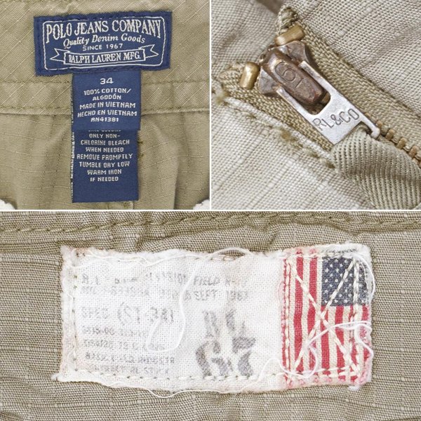 画像3: 00's POLO JEANS リップストップ カーゴショーツ "OLIVE / W34" (3)