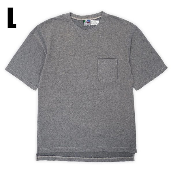 画像1: 【L】90's STEEL BRIDGE コットンピケ ポケットTシャツ "NAVY / MADE IN USA / DEADSTOCK" (1)