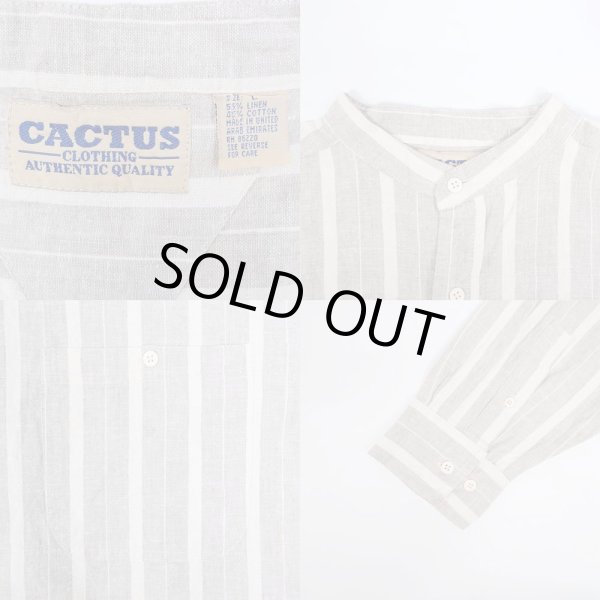 画像3: 90's CACTUS マルチストライプ柄 バンドカラーシャツ "DEADSTOCK" (3)