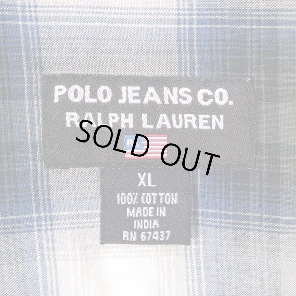 画像3: 90's POLO JEANS オンブレチェック柄 オープンカラーシャツ (3)