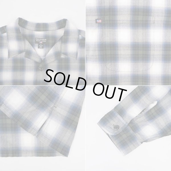 画像4: 90's POLO JEANS オンブレチェック柄 オープンカラーシャツ (4)