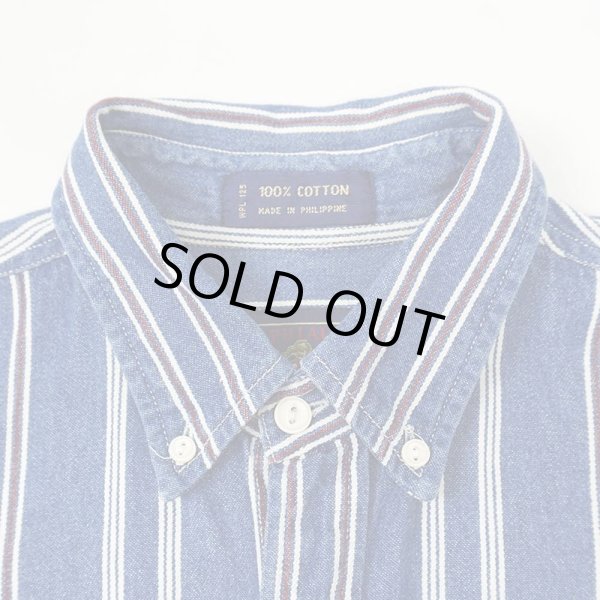 画像3: 90's CHAPS RALPH LAUREN マルチストライプ柄 デニムワークシャツ (3)