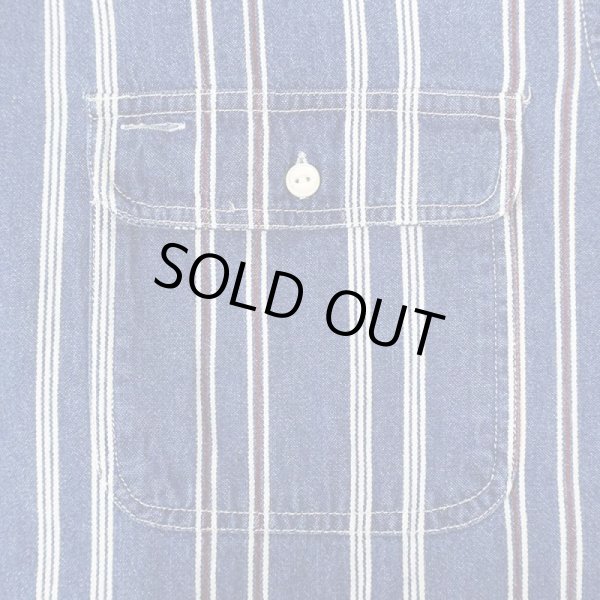 画像4: 90's CHAPS RALPH LAUREN マルチストライプ柄 デニムワークシャツ (4)