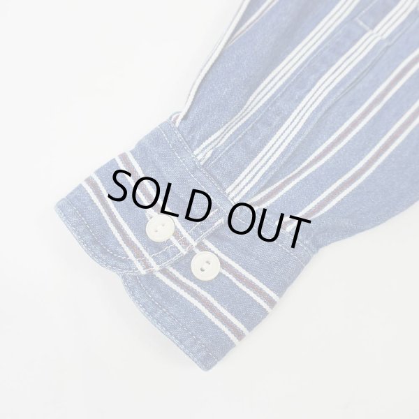 画像5: 90's CHAPS RALPH LAUREN マルチストライプ柄 デニムワークシャツ (5)