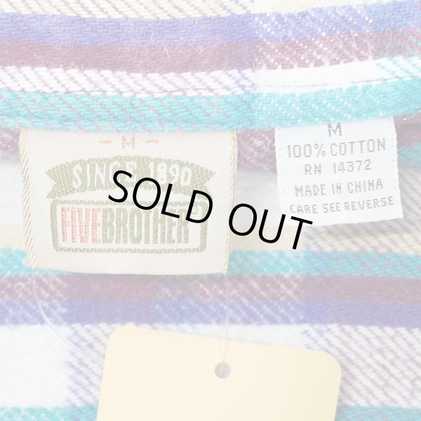 画像2: 90-00's FIVE BROTHER ヘビーネルシャツ "Burgundy Plaid" (2)