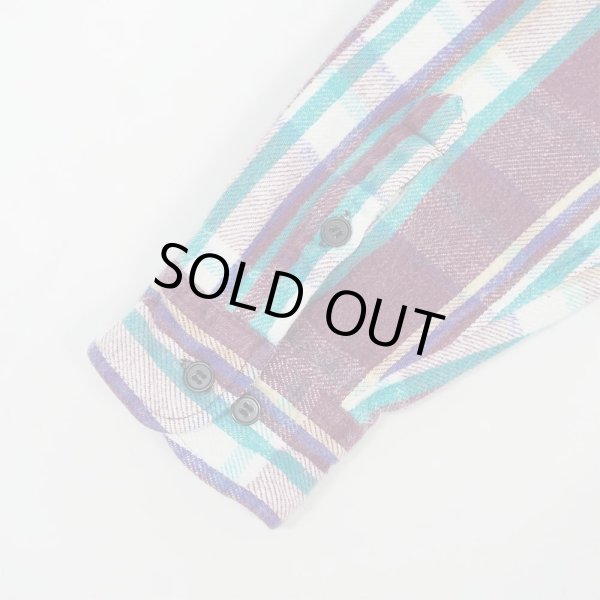 画像4: 90-00's FIVE BROTHER ヘビーネルシャツ "Burgundy Plaid" (4)