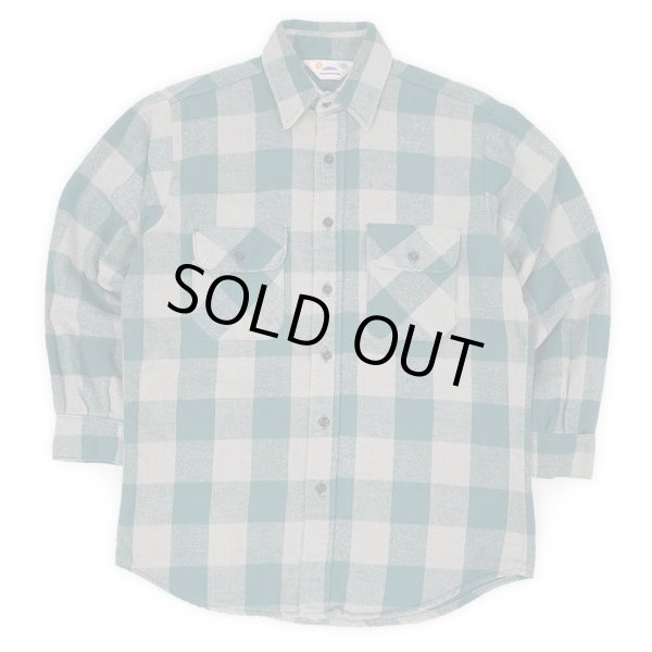 画像1: 80's SUNSHINE MOUNTAIN PRODUCTS ヘビーネルシャツ "GREEN×GRAY / MADE IN USA / FIVE BROTHER OEM" (1)