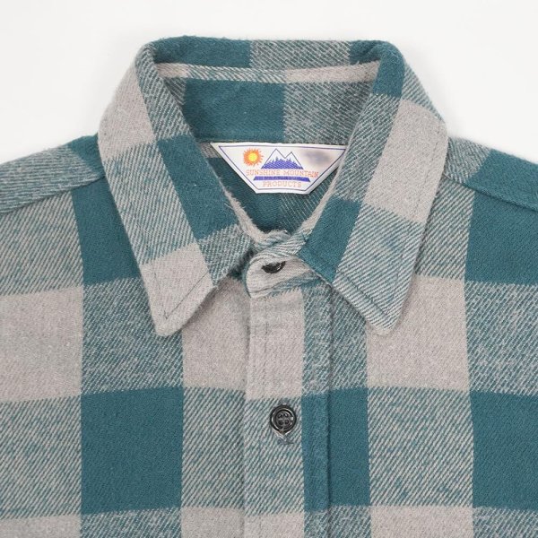 画像3: 80's SUNSHINE MOUNTAIN PRODUCTS ヘビーネルシャツ "GREEN×GRAY / MADE IN USA / FIVE BROTHER OEM" (3)