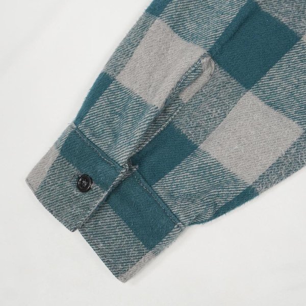画像4: 80's SUNSHINE MOUNTAIN PRODUCTS ヘビーネルシャツ "GREEN×GRAY / MADE IN USA / FIVE BROTHER OEM" (4)