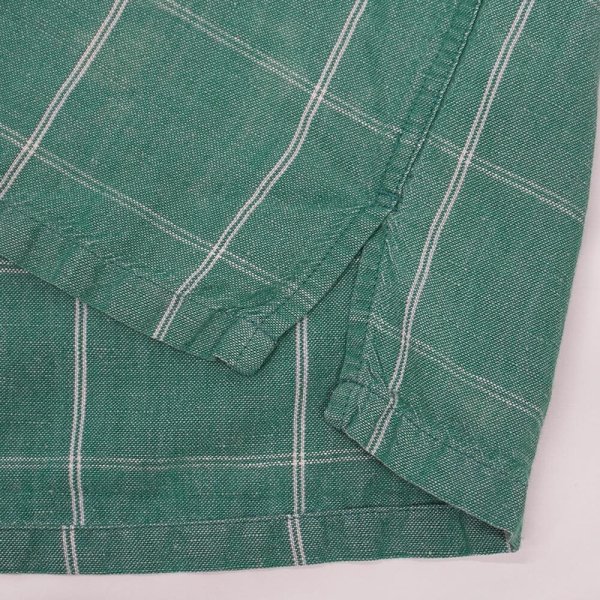 画像4: 90's ST JOHN'S BAY S/S コットンリネン レギュラーカラーシャツ "Blue Green Plaid" (4)