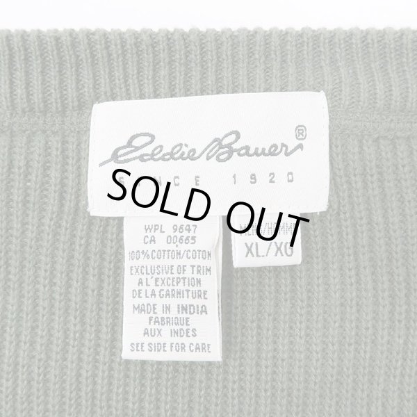 画像2: 90's Eddie Bauer 前V コットンニット "白タグ" (2)