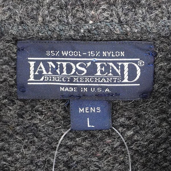 画像2: 90's LANDS' END ヘンリーネック ウールニット "MADE IN USA" (2)