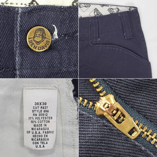 画像4: 00's BEN DAVIS フリスコ ワークパンツ "NAVY / USA FABRIC" (4)