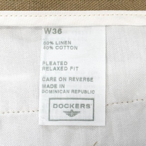 画像4: 00's DOCKERS 2タック コットンリネンショーツ "BROWN / W36" (4)