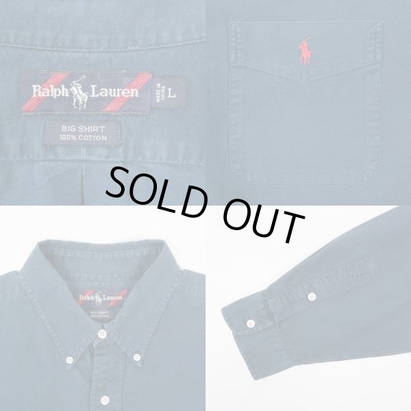画像3: 90's Polo Ralph Lauren ボタンダウンシャツ "BIG SHIRT / NAVY" (3)