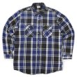 画像1: 90's FIVE BROTHER ヘビーネルシャツ "MADE IN USA / BLUE×BLACK Plaid" (1)