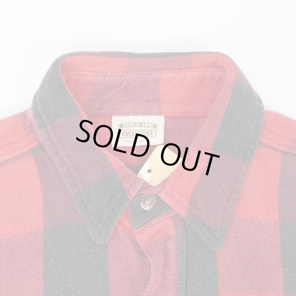 画像4: 90's FIVE BROTHER ブロックチェック柄 ヘビーネルシャツ "RED×BLACK / MADE IN USA" (4)