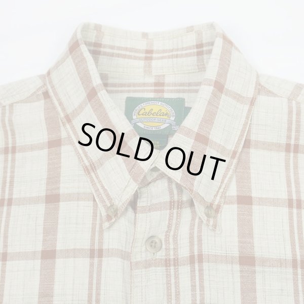 画像3: 00's Cabela's S/S ボタンダウンシャツ “Light Brown Plaid” (3)