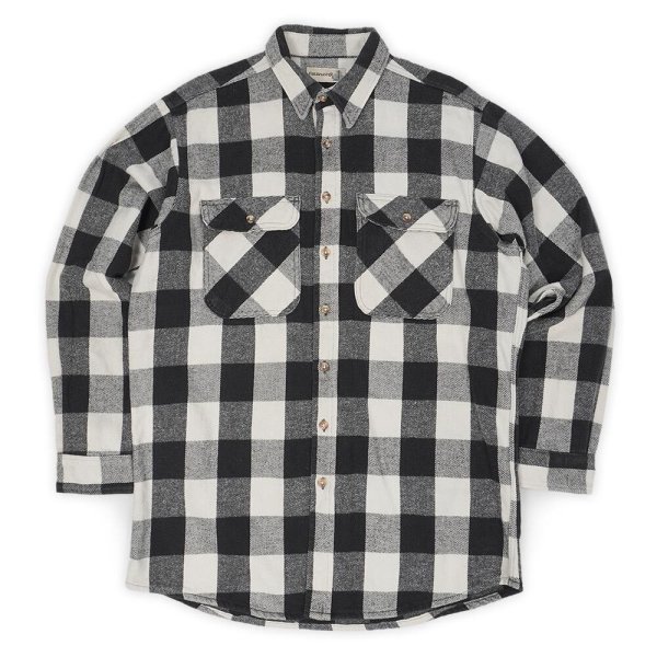 画像1: 00's FieldMaster ブロックチェック柄 ヘビーネルシャツ "BLACK×WHITE" (1)