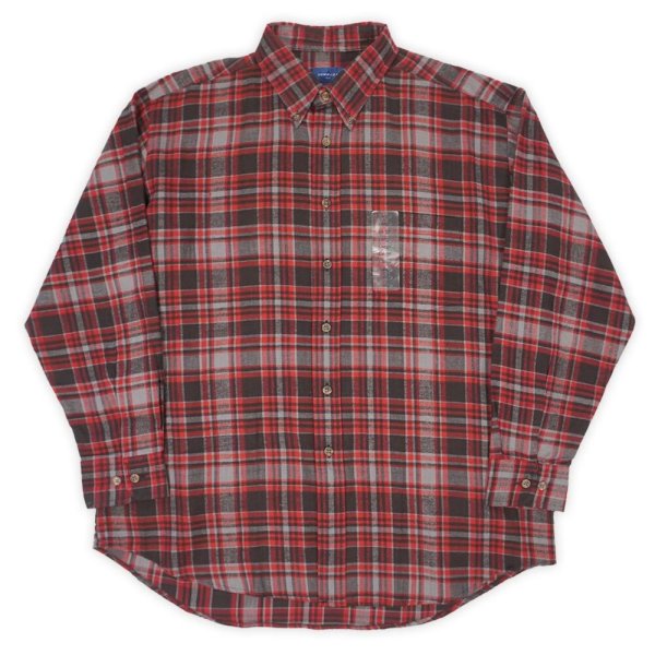 画像1: 90's TOWNCRAFT フランネル ボタンダウンシャツ "Red×Black Plaid / DEADSTOCK" (1)