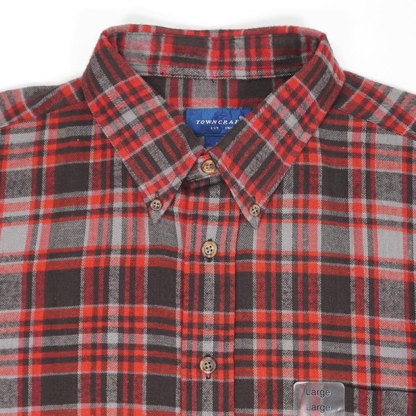画像3: 90's TOWNCRAFT フランネル ボタンダウンシャツ "Red×Black Plaid / DEADSTOCK" (3)