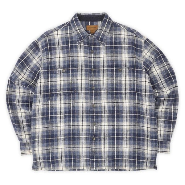 画像1: Late 90's ST JOHN'S BAY ヘビーネルシャツ "Navy Ombre Plaid" (1)