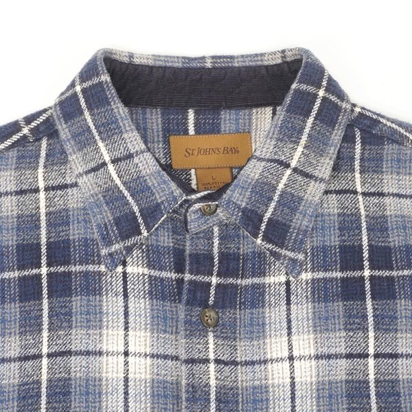 画像3: Late 90's ST JOHN'S BAY ヘビーネルシャツ "Navy Ombre Plaid" (3)