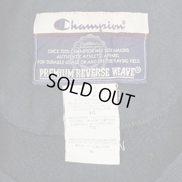 画像2: 00's Champion リバースウィーブスウェット "BLACK / 企業ロゴ刺繍" (2)