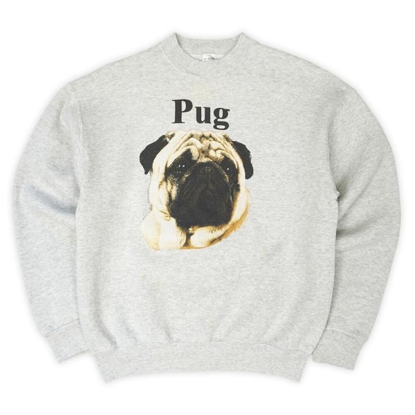 画像1: 90's Pug ドッグプリントスウェット "Fruit of the loom body / MADE IN USA" (1)