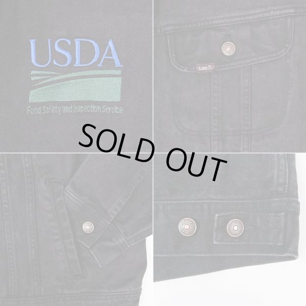 画像4: 00's Lee 101-J型 ブラックデニムジャケット "企業ロゴ刺繍" (4)