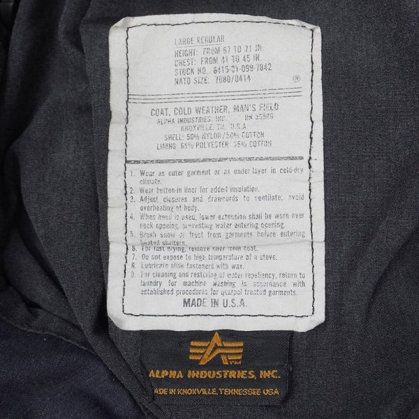 画像2: 90's ALPHA INDUSTRIES M-65 フィールドジャケット "FADE BLACK / MADE IN USA" (2)