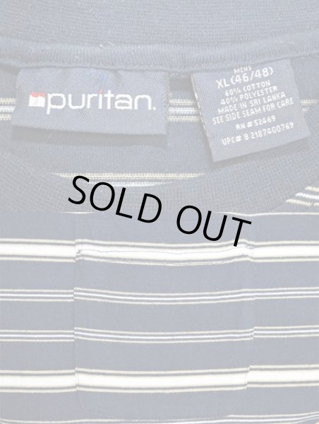 画像3: 90's Puritan マルチボーダー柄 ポケットTシャツ "NAVY" (3)