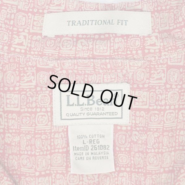 画像2: 00's L.L.Bean 総柄 S/S オープンカラーシャツ "RED BASE" (2)